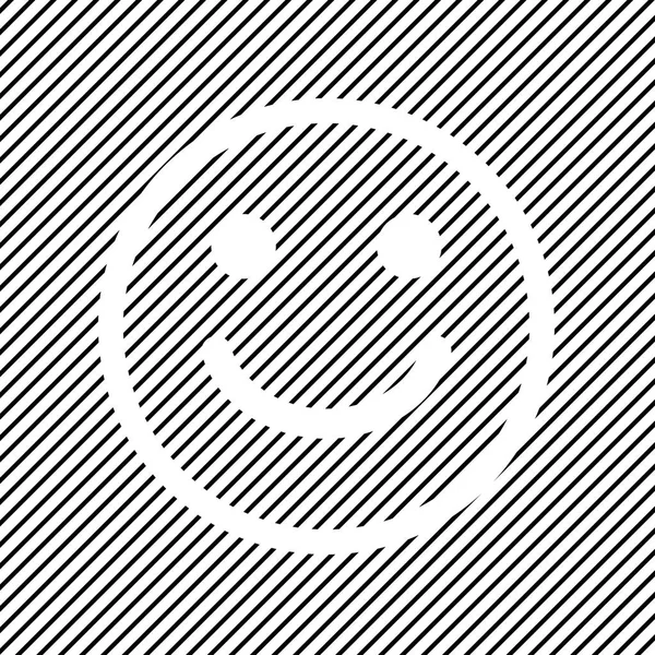 Icono Sonriente Positivo Sobre Fondo Rayado Negro Diseño Contorno Ilustración — Vector de stock