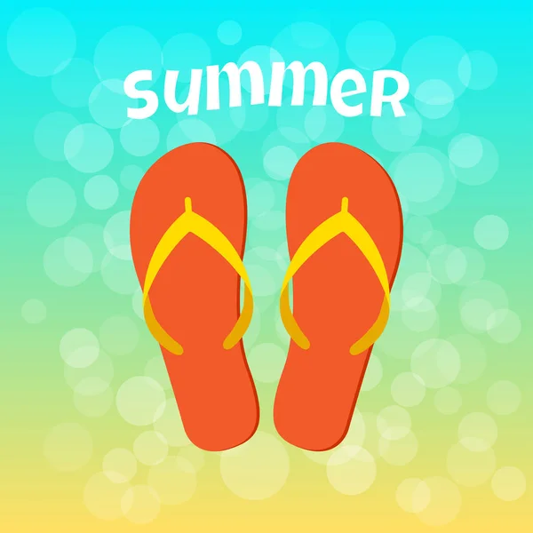 Pantofle Letní Banner Oranžovou Vektorové Ilustrace — Stockový vektor