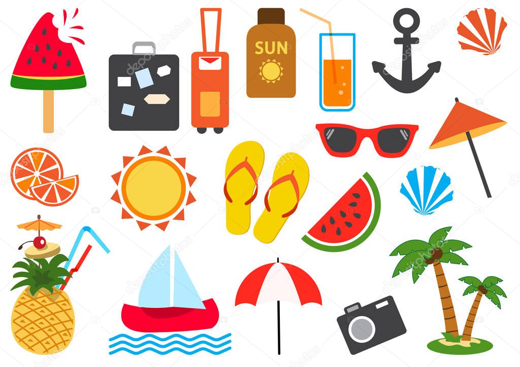 Summer icons. Vector illustration