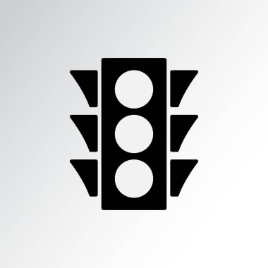 Trafik ışığı simgesi. Gri arka plan üzerinde siyah siluet. Vektör çizim