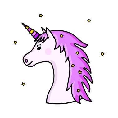 Yıldız olan şirin pembe at. Vektör çizim