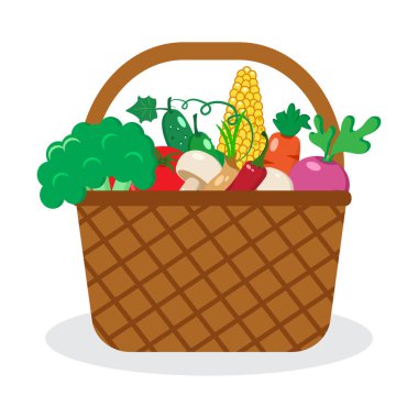Sebze sepeti. Vektör çizim