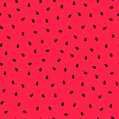 Karpuz. Kırmızı zemin üzerine siyah tohumları ile Seamless modeli. Vektör çizim