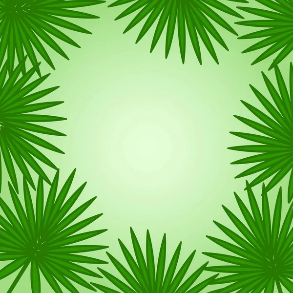 Tropical Green Background Palm Leaves Vector Illustration — Stock Vector
