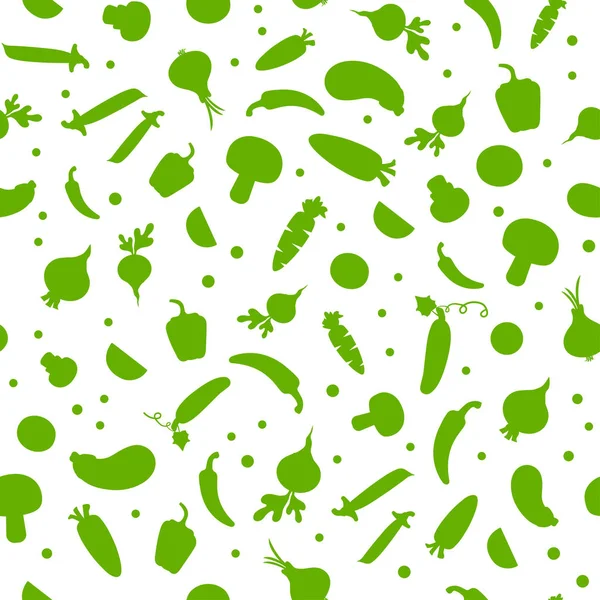 白色背景的绿色蔬菜无缝模式 矢量插图 — 图库矢量图片