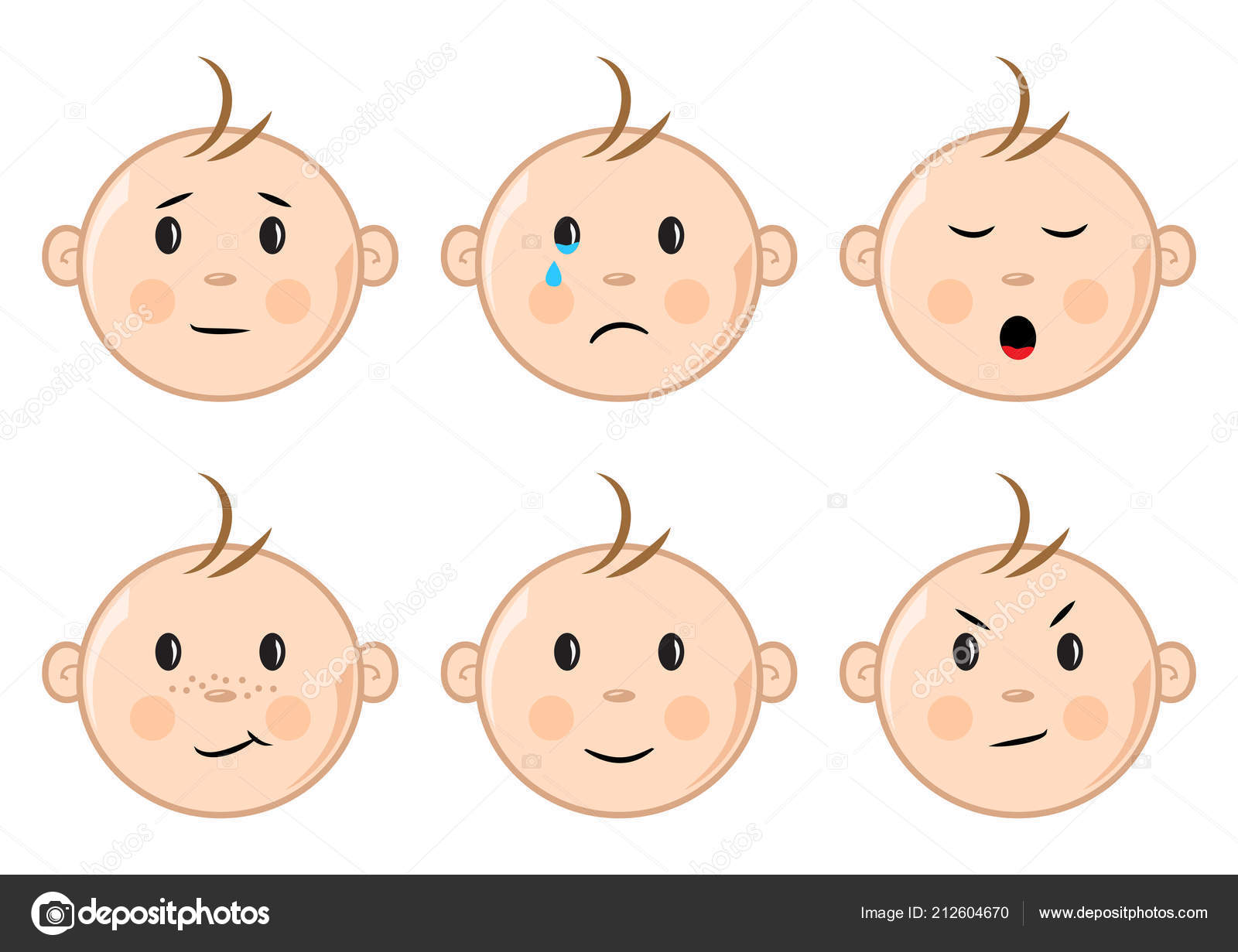 Ansikter Barn Med Ulike Følelser Farget Sett Vektorillustrasjon stockvektor  © Sylfida #212604670, image size:1600x1231