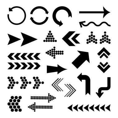 Farklı siyah okları, vektör çizim seti