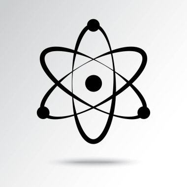 Gölge ile Atom simgesi. Vektör çizim
