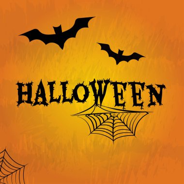 Siyah yarasalar, örümcek ağları ve yazıt Cadılar Bayramı Cadılar Bayramı arka plan. Vektör çizim.