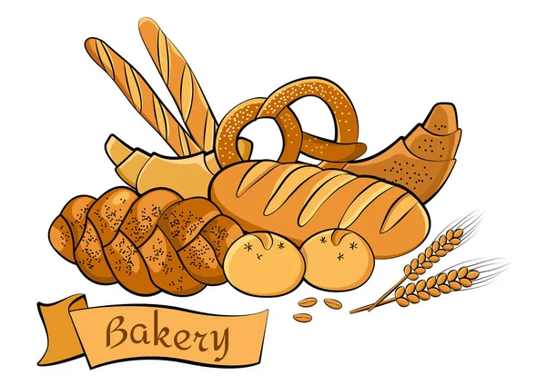 Set Boulangerie Coloré Illustration Vectorielle — Image vectorielle