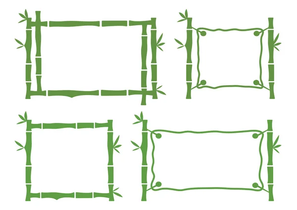 Set Modèle Cadre Bambou Pour Enseigne Tropicale Cadre Vert Pour — Image vectorielle