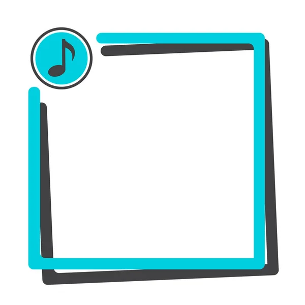 Caixa Texto Com Botão Ícone Música Moldura Azul Cinza Escuro — Vetor de Stock