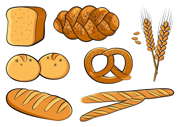 Set Couleurs Boulangerie Illustration Vectorielle — Image vectorielle