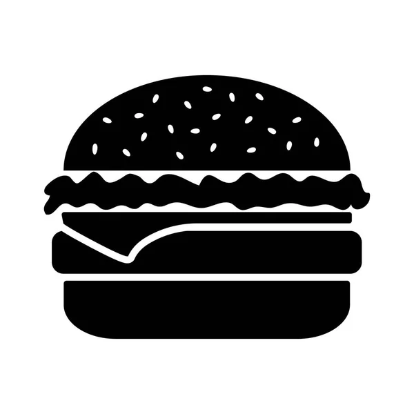 黒と白のチーズバーガーは 白い背景で隔離 ベクトル図 — ストックベクタ