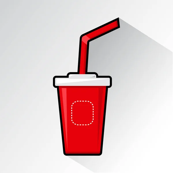 Trinken Sie Plastikglas Mit Stroh Rot Weißes Symbol Mit Schatten — Stockvektor