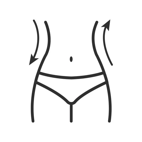 Icono Cintura Mujer Silueta Figura Femenina Flechas Esquema Diseño Ilustración — Vector de stock