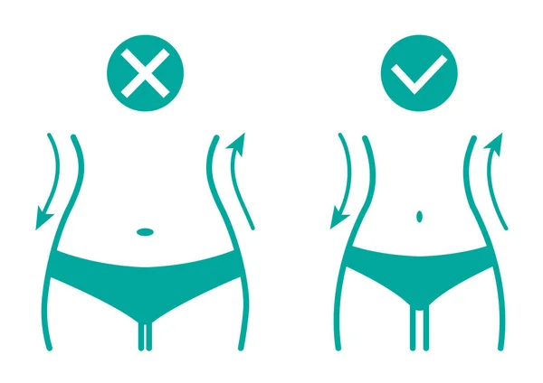 Fat Slim Woman Figure Weight Loss Female Body Silhouette Women — Stock Vector
