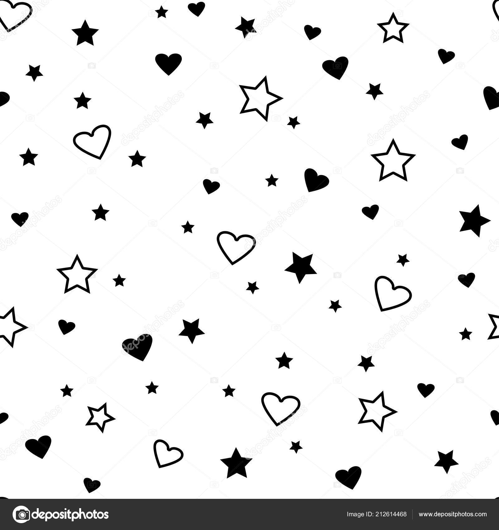 Padrão Sem Costura Com Corações Pretos Estrelas Sobre Fundo Branco Vetor de  ©Sylfida 212614468, image size:1600x1700