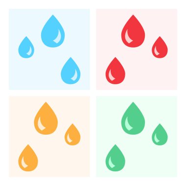 Damla simgeler renkli arka plan üzerinde ayarlayın. Vektör çizim