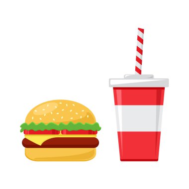 Çizburger, vektör çizim sodalı fincan