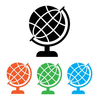 Siyah küre simgesi. Renkli küme ek sürümleri simgeler küre. Vektör çizim