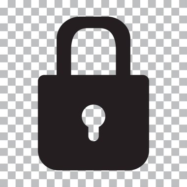 Saydam bir arka plan üzerinde siyah kilit simgesi. Vektör çizim