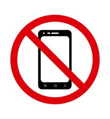 Cep telefonu yok. Telefon kullanmak yasaktır. Vektör çizim