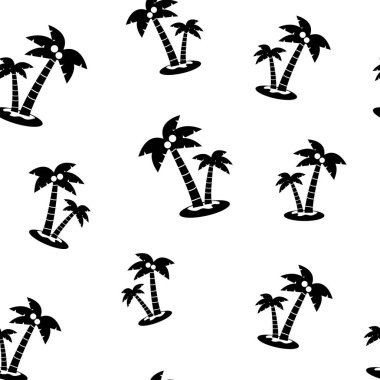 Hindistancevizi beyaz arka plan üzerinde siyah beyaz palmiye ağaçları ile Seamless modeli. Vektör çizim