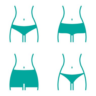 Turkuaz ile çeşitli kadın külot, Gösterim Açık ayarla. Vektör çizim