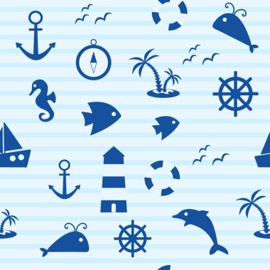 Deniz seamless modeli, vektör çizim