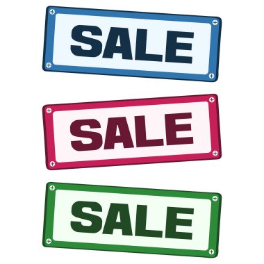 Tabelalar yazıt satışı ile renkli kümesi. Vektör çizim