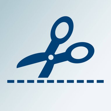 Kesik çizgili koyu mavi makas. Vektör çizim