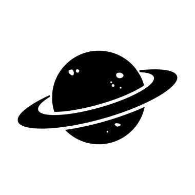 Siyah ve beyaz gezegen simgesi. Vektör çizim