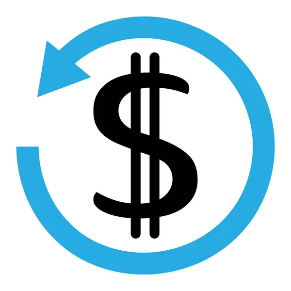 Blå Och Svart Chargeback Ikonen Dollarn Symbolen Transparent Bakgrund Vektorillustration — Stock vektor