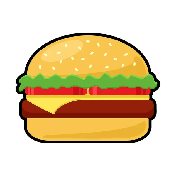 Hamburguesa Colorida Con Queso Ilustración Vectorial — Vector de stock