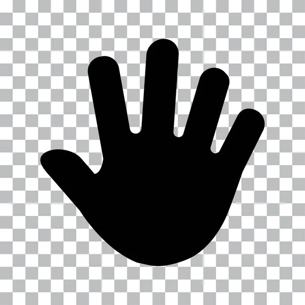 Emberi Kéz Nyomtatási Palm Fekete Sziluettek Átlátszó Háttér Vektoros Illusztráció — Stock Vector