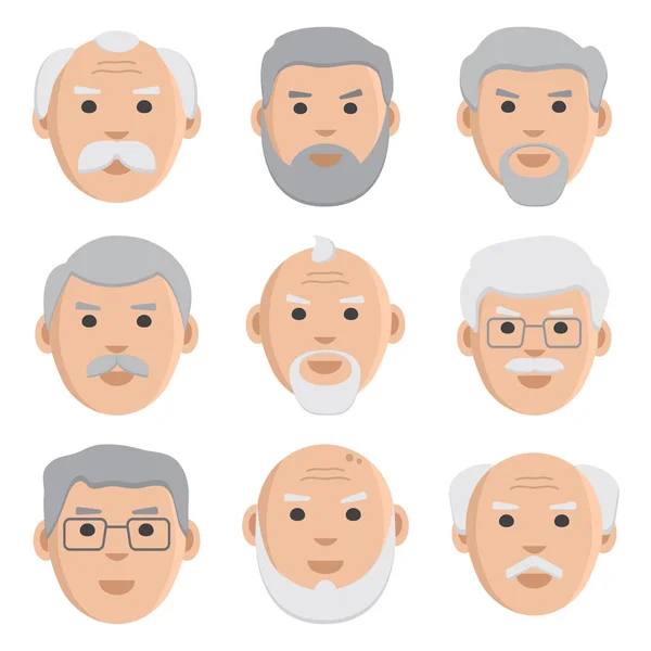 Conjunto Plano Ancianos Avatar Ilustración Vectorial — Archivo Imágenes Vectoriales