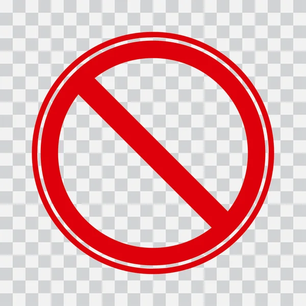 Czerwoną Ikonę Stop Przezroczystym Tle Brak Symbolu Ilustracja Wektorowa — Wektor stockowy