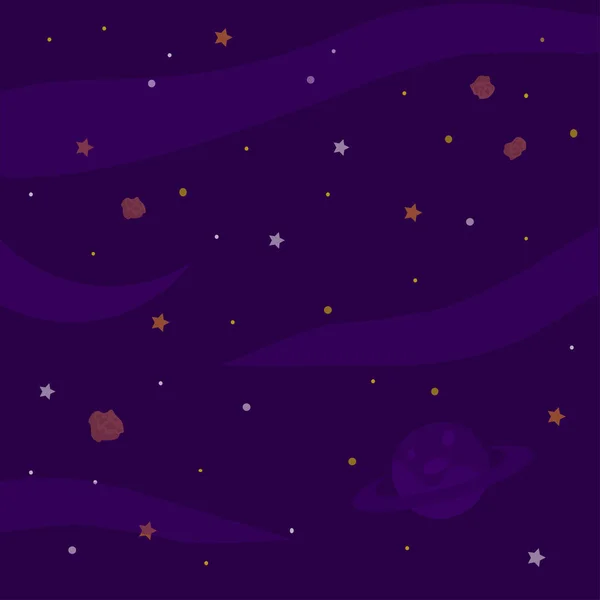 Espaço Fundo Com Planeta Céu Estrelado Ilustração Vetorial —  Vetores de Stock