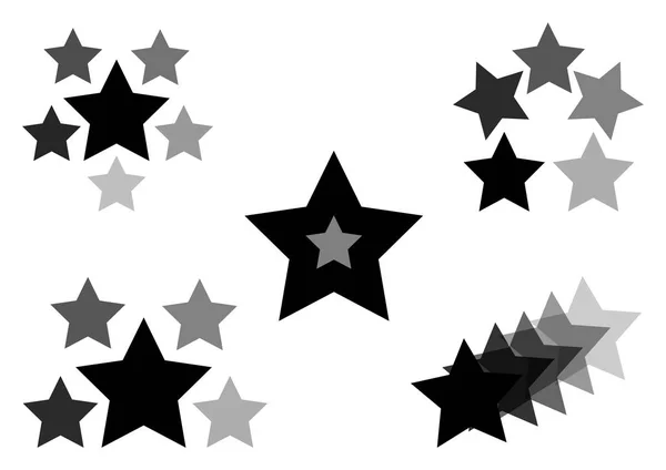Černá Sada Ikon Hvězdami Vektorové Ilustrace — Stockový vektor