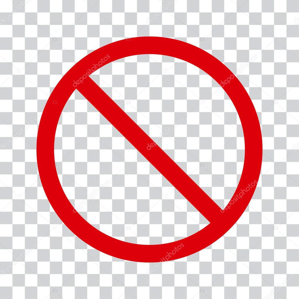 Red stop icon on transparent background. No symbol. Vector illustration