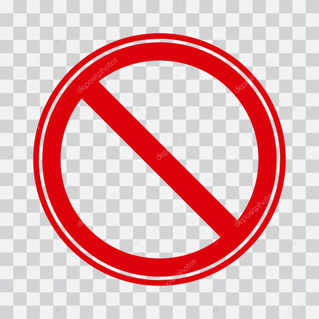 Red stop icon on transparent background. No symbol. Vector illustration