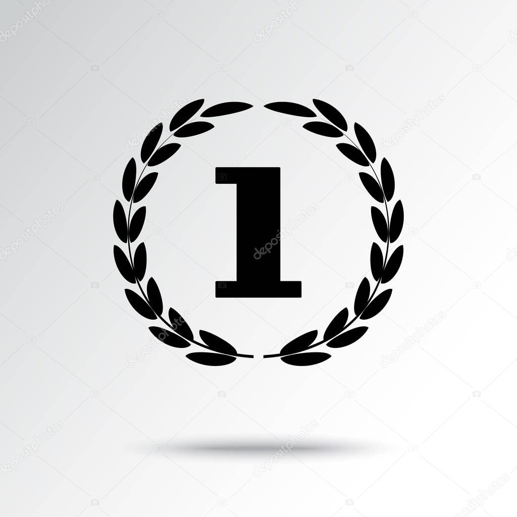 Garland and number one with shadow. Black silhouette icon. Vector illustration