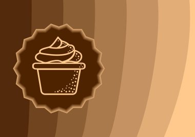 Etiket pasta üzerinde kahverengi bir arka plan, vektör çizim