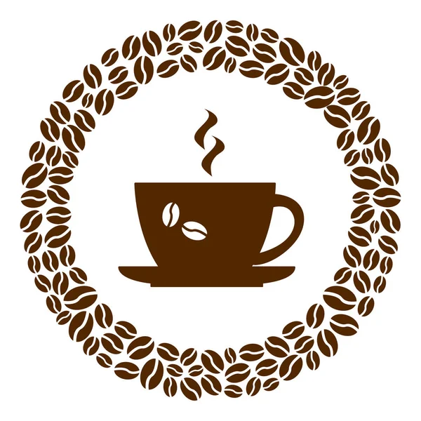 Csésze Kávé Kávé Bab Vektoros Illusztráció Kör — Stock Vector