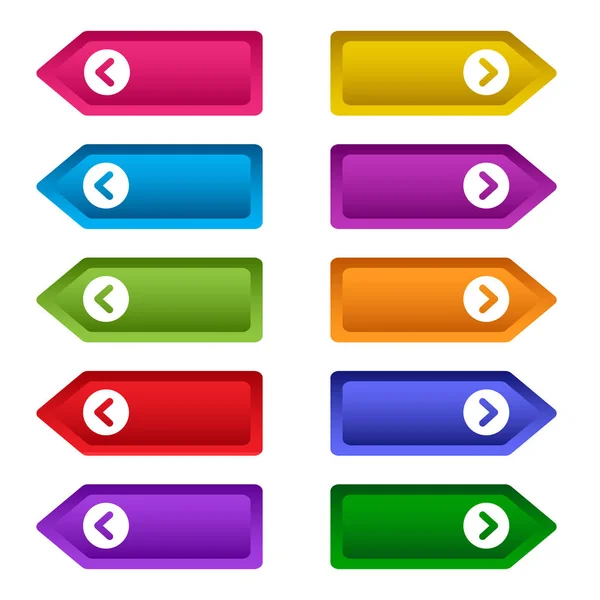 Conjunto Botões Web Com Setas Botões Longos Coloridos Ilustração Vetorial — Vetor de Stock