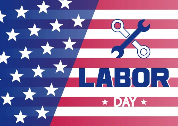 Banner Labor Day Usa Flag Vector Illustration — Stock Vector