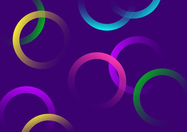 Геометрический Узор Яркие Красочные Круги Градиентом Фиолетовом Фоне Векторная Иллюстрация — стоковый вектор