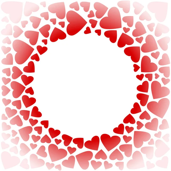 Decorative Square Frame Red Hearts Vector Illustration — Stock Vector