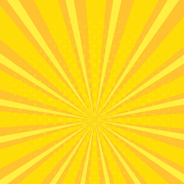 Pop Art Pozadí Abstraktní Jasně Žlutými Oranžovými Paprsky Polotónových Bodů — Stockový vektor